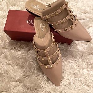 Valentino Rock Studded Beige Flats